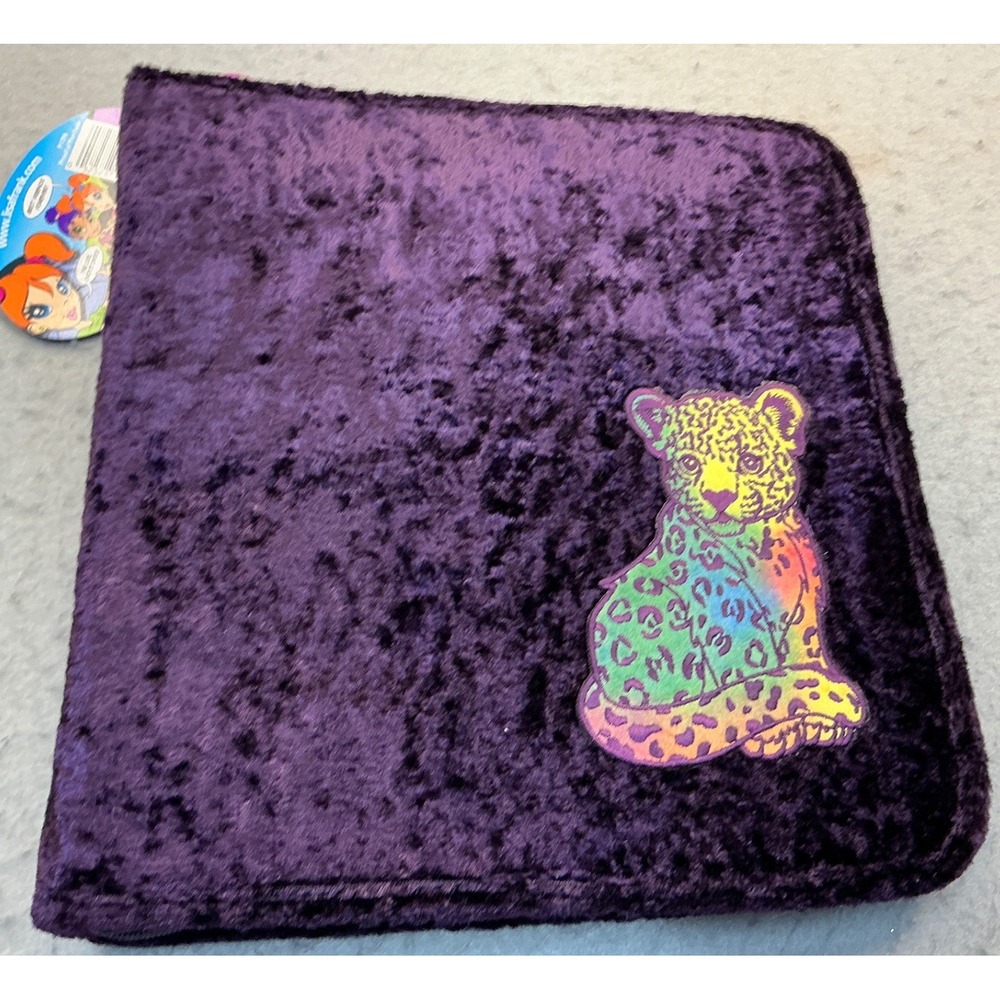 VINTAGE Lisa Frank "Hunter the Leopard" Velvet Zipper 3-Ring Binder - NWT